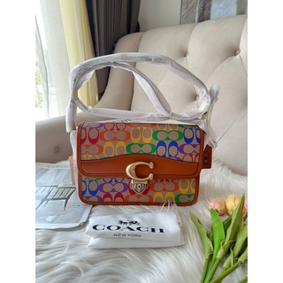 Coach แท้ Rainbow Signature Logo Canvas bag