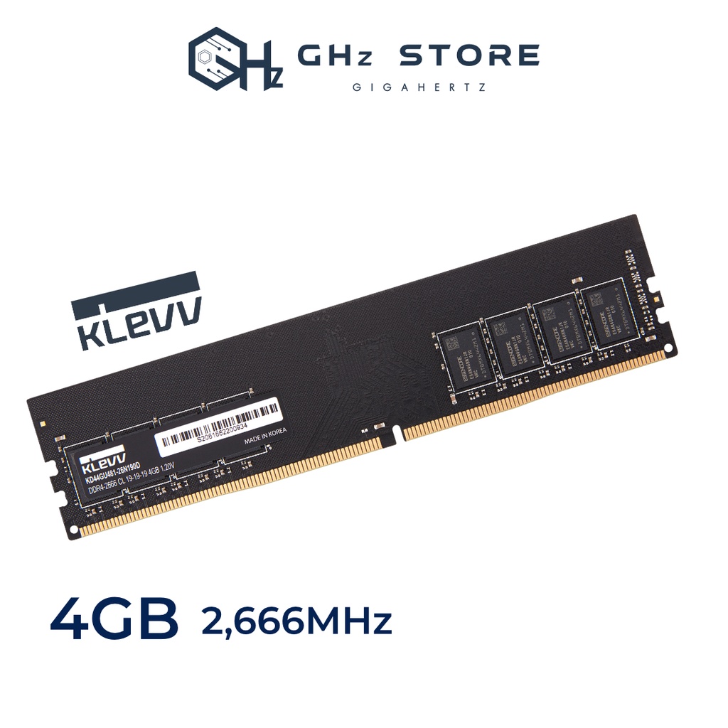 [โค้ด NEWMY22A ลด75฿] RAM KLEVV DDR4 - 4GB (4GBx1) 2666MHz U-DIMM STANDARD MEMORY (แรม)