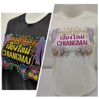 KUNI#K37 เสื้อยืดผุ้หญิงแต่งเพชร Chiang Mai Bling Souvenir  T-shirt by Kunibrand