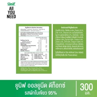 [ยกลัง 24 ขวด] Unif All You Need ยูนิฟออลยูนีดน้ำผักผลไม้ผสมผักใบเขียวรวม 300มล.