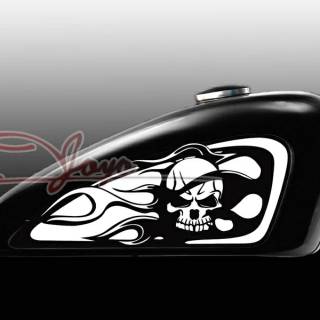 สติกเกอร์ติดถังน้ํามันรถจักรยานยนต์ CB RACING Skull Fire TANK HARLEY หรือ VESPA Etc 1 ชุด