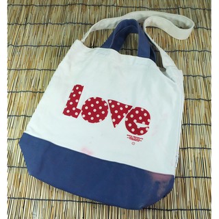 White Chocoolate Tote Bag Size 15" x 14" สีครีม/กรม มือสอง ของแท้