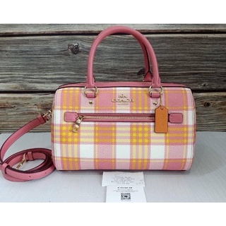 Coach Rowan Satchel With  Garden Plaid Print C8593