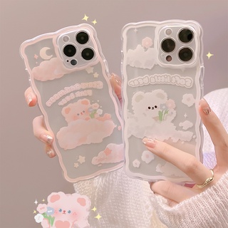 เคสซิลิโคนนิ่ม แบบใส ลายหมี สําหรับ iPhone 15 Pro Max 15 Plus 14Pro 14ProMax 11 12 13 Pro Max mini X XS Max XR 7 8 Plus SE