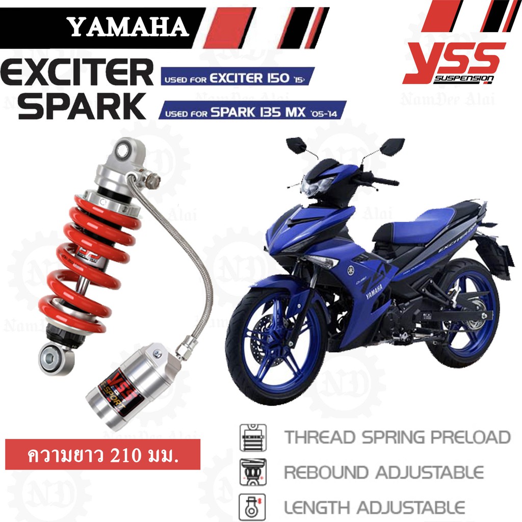 YSS G-Sport โช๊คหลังแต่ง โช๊คเดี่ยว SPARK 135, JUPITER MX 135, EXCITER150 (MX302-210TR-04-859)