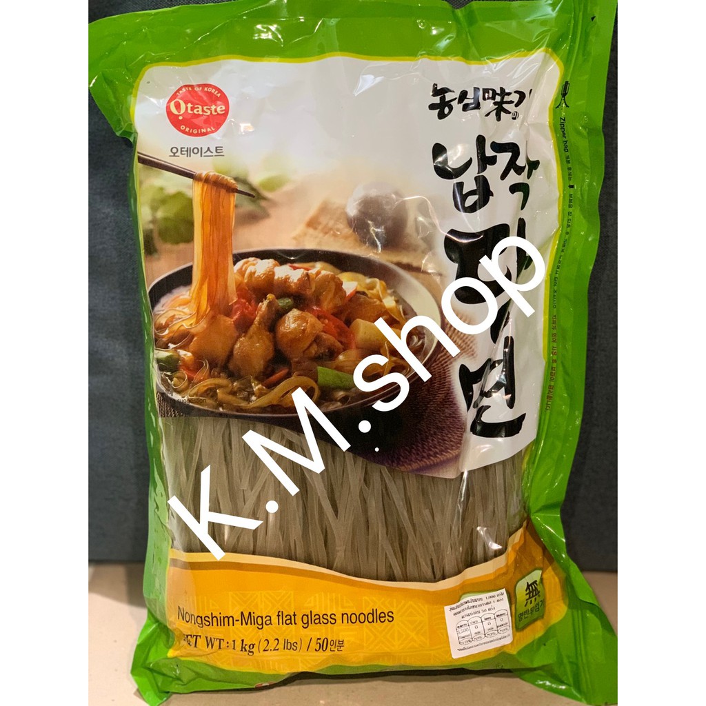 วุ้นเส้นมันเทศเส้นแบน Nongshim Miga Flat Glass Noodle นงชิม มิกะ แฟลต แกลส นู้ดเดิ้ล 1000g k.m