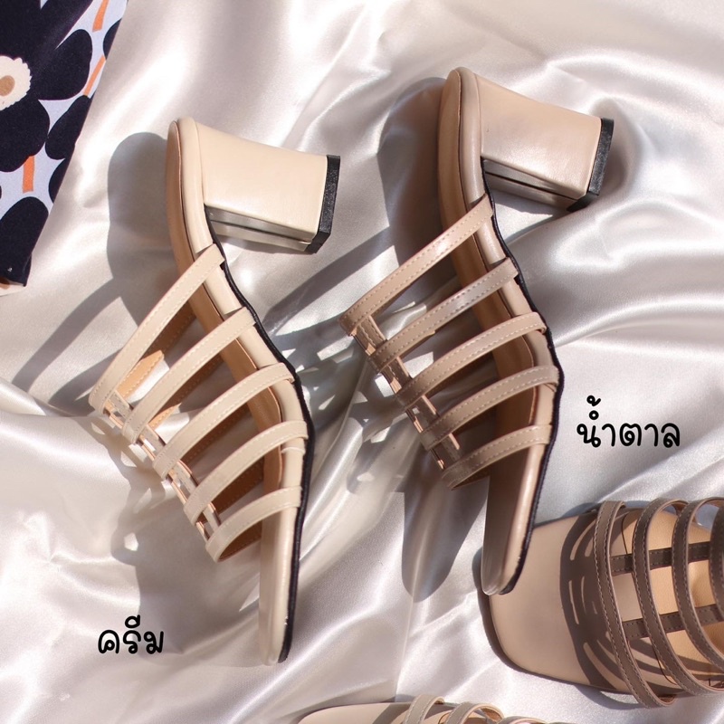 พร้อมส่ง ❗️❗️รองเท้าส้นสูง Gridy heels  KK0019 ตาราง  รองเท้าผู้หญิง highheel