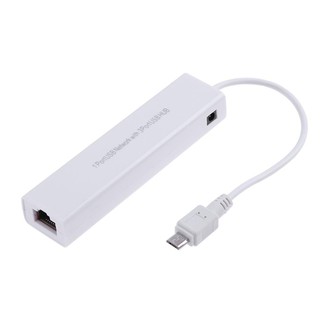 ( Oticle ) Otg 3 Usb 2 . 0 Hub 10 / 100 Mb Micro Usb To Rj 45 Lan อะแดปเตอร์การ์ดเครือข่าย