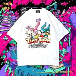 เสื้อยืด ขนาดใหญ่ พิมพ์ลาย Psycho Crucify "Tiny Toon Adventures" | สีขาว | เสื้อเชิ้ต ขนาดเล็ก ลาย Toon | เกม | เสื้อยืด