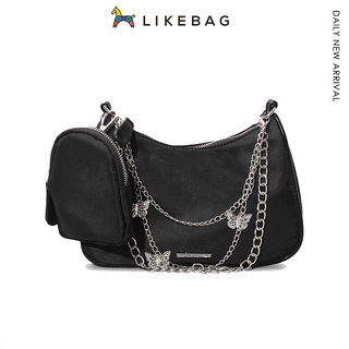 Likebag New Trend Messenger Bag Metal Chain Cross Bag Casual Shoulder Bag Ladies Fashion Mother Bag ซื้อหนึ่งแถมสอง