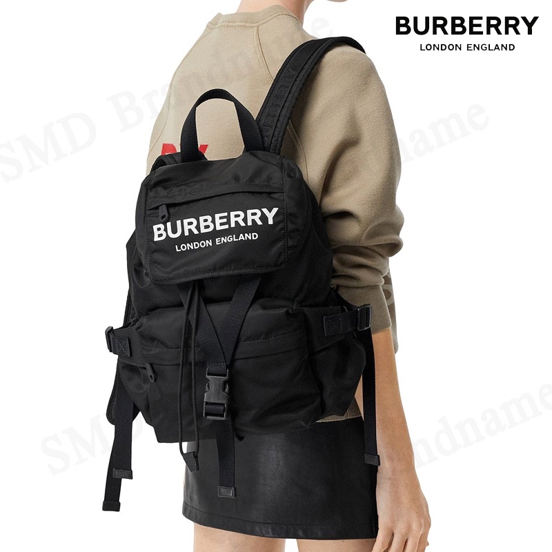 BURBERRY กระเป๋าเป้ รุ่น BURBERRY SM Wilfin Logo Printed Backpack - Womens  - Black Code: 8014130 1 | Shopee Thailand