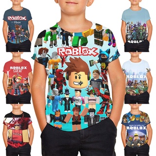 เสื้อยืดคอกลม พิมพ์ลายการ์ตูน Robloxs เหมาะกับของขวัญวันเกิด สําหรับเด็กผู้ชาย นักเรียน [อายุ 3-13 ปี]