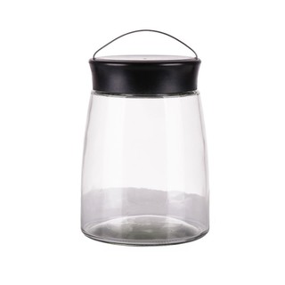 ขวดโหลแก้วกลมฝาเกลียว 1.4 ลิตร สีดำ  CANISTER GLASS ROUND SCREW LID 1.4L BLACK