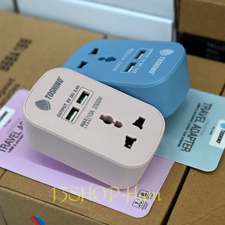 ปลั๊กแปลงสามตาขาแบน TOSHINO ของแท้ 10A 2300W USB-2 ช่อง