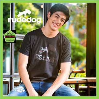 rudedog เสื้อคอกลม ชาย หญิง  รุ่น est point สีทอปดำ