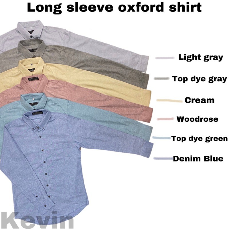 AIIZ (เอ ทู แซด) - เสื้อเชิ้ตผู้ชายแขนยาวผ้าอ๊อกฟอร์ดสีพื้น Men's Oxford Long Sleeve Shirts
