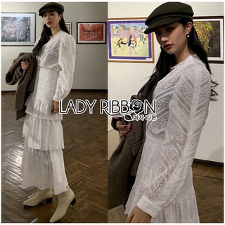 Lady   Scarlett Long sleeve Cream Lace  with Maxi Skirt Set