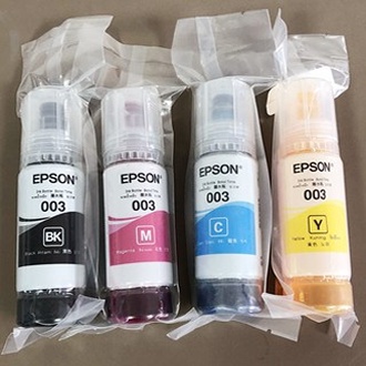 EPSON 003 หมึกแท้ 100% Original 4 สี BK, C, M, Y ไม่มีกล่อง ใช้กับเอปสันรุ่น L1110 L1210 L1216 L1250 L1256 L3100 L3101