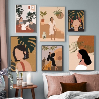 Morandi Wall Art ผ้าใบกันน้ําจิตรกรรมตกแต่งผนัง