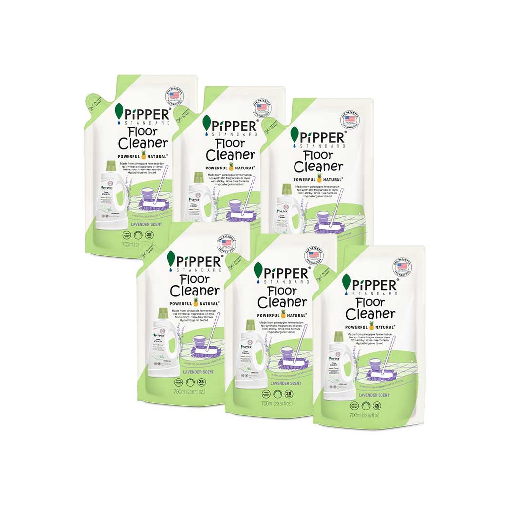 PIPPERSTANDARD ผลิตภัณฑ์ทำความสะอาดพื้นจากธรรมชาติ กลิ่นลาเวนเดอร์ 700 มล. 6 ถุง