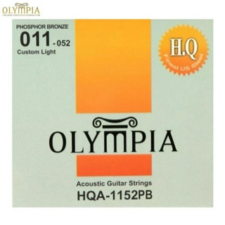 Olympia® HQA-1152PB สายกีตาร์โปร่ง เบอร์ 11 แบบ Phosphor Bronze ของแท้ 100% (Custom Light, 0.011 - 0.052)