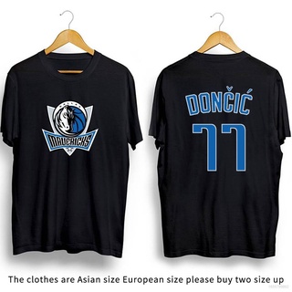 เสื้อยืดคอกลม พิมพ์ลาย Ellen NBA Dallas Mavericks Luka Doncic สีดํา สีขาว สําหรับผู้ชาย และผู้หญิง