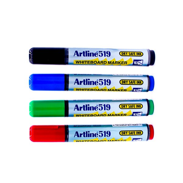Artline EK-519 ปากกาเขียนกระดานไวท์บอร์ดไร้กลิ่นอาร์ทไลน์ หัวตัด/Chisel Whiteboard Marker DRY SAFE