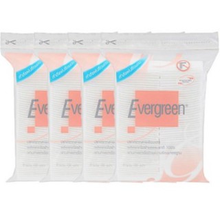 EVERGREEN เอเวอร์กรีน สำลีแผ่นรีดขอบ 100 แผ่น (แพ็ค 4)