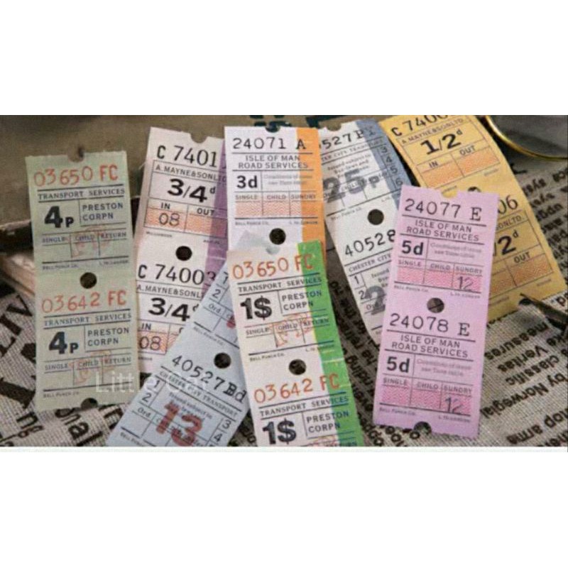 คอลเลกชันตั๋ว / Deco Sticker / Tickets Tape / Vintage / Junk Journal / Photo Deco / 7 Designs in met