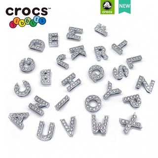 Crocs/jibbitz  alphabet A-Z คริสตัล  จี้ตัวอักษร  สําหรับรองเท้า หัวเข็มขัดเพชรคริสตัล