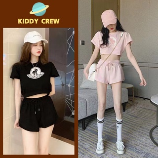 Kiddy Crew ชุดเซ็ทพร้อมส่ง ชุดเซ็ทขาสั้น+เสื้อเเขนสั้นน่ารักๆหวานๆเเอบเซ็กซี่นิดๆราคาสุดปัง มีสีไห้เลือกสวยๆ