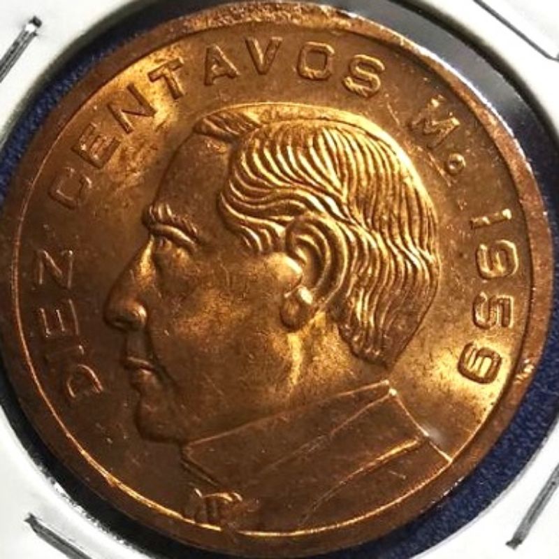 เหรียญ​ต่างประเทศน เม็กซิโก​ Mexico​ 10 Centarvo​ ใช้แล้ว​ #​0205
