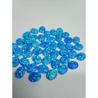 โอปอล สีฟ้า 6X4 มม SHAPE OVAL Synthetic Opal โอปอสังเคราะห์ LAB MADE  OPAL OVAL BLUE 6X4 MM 10 PCS