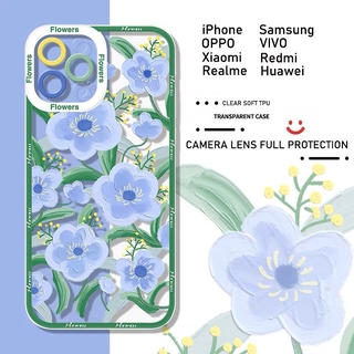 เคสโทรศัพท์มือถือแบบนิ่ม TPU ใส กันกระแทก กันรอยเลนส์กล้อง ลายดอกไม้ สําหรับ Xiaomi Mi 8 Lite 10T 11T 12 POCO M3 M4 X3 GT Redmi 9T 10C Note 6 7 8 9 10 11 Pro 9S 10S 11S | Dfc003