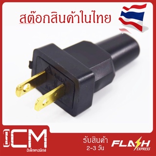 หัวปลั๊กยาง ตัวผู้ 2 ขา ทองเหลือผสมเหล็ก ตัวผู้(M) สีดำ 5A 250V