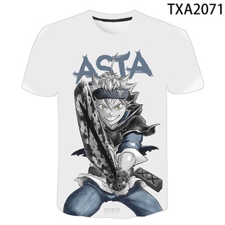 เสื้อยืดลําลอง แขนสั้น พิมพ์ลาย Black Clover 3 มิติ สไตล์สตรีท เหมาะกับฤดูร้อน สําหรับผู้ชาย และผู้หญิงS-5XL