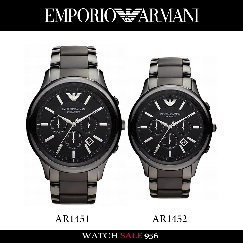 EMPORIO ARMANI Ceramica Chronograph Black Dial - Black นาฬิกาผู้ชาย รุ่น AR1451/AR1452
