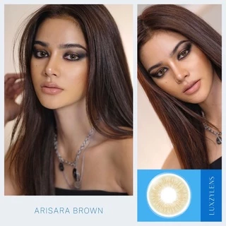 คอนแทคเลนส์ Arisara Gray / Brown - Luxzylens สีเทา/สีน้ำตาลขนาดมินิขายดี มีสายตาถึง -7.00