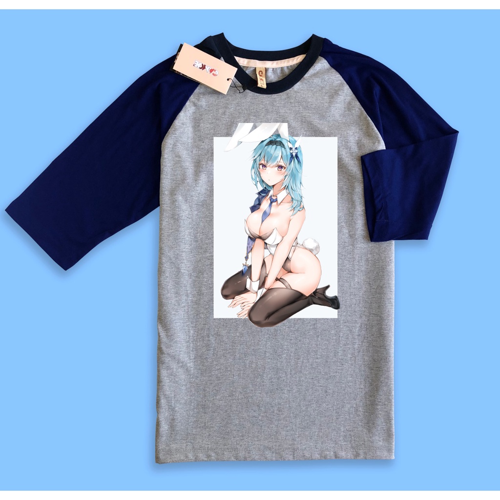 เสื้อยืด Genshin Impact Eula Bunny Girl Waifu raglan