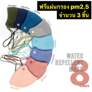 หน้ากากผ้า 2 ชั้น กันฝุ่น สะท้อนน้ำ ทรง 3D ฟรี!! Filter 3ชิ้น กรองฝุ่น PM 2.5