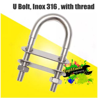 "U Bolt, Inox 316, with thread , LALIZAS" LZT-91364