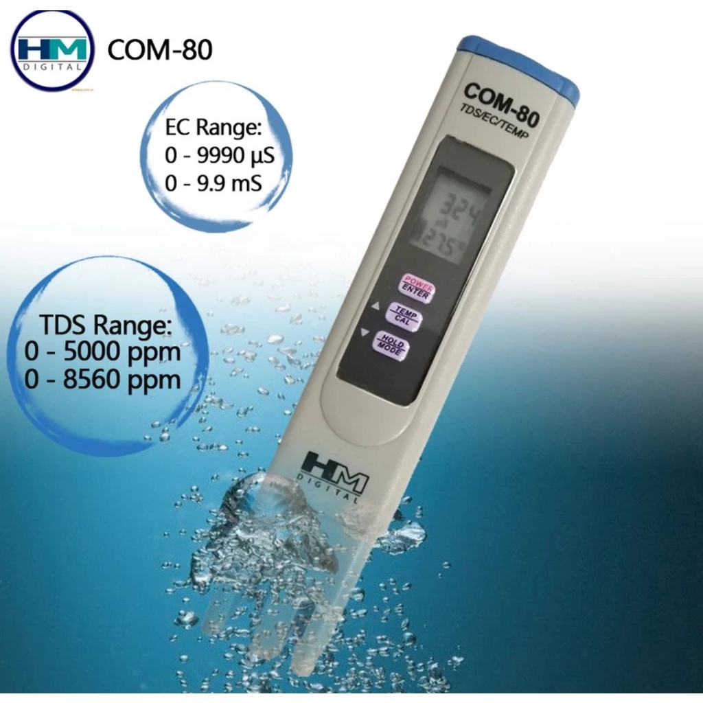 HM Digital COM-80 Ec/TDS / Temp Meter ปากกา วัดค่าน้ำ+น้ำยาคาริเบท