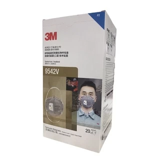 3M™ 9542V หน้ากากคาร์บอน แบบคาดศรีษะ มีวาล์ว มาตรฐาน P2, 20 ชิ้น/กล่อง