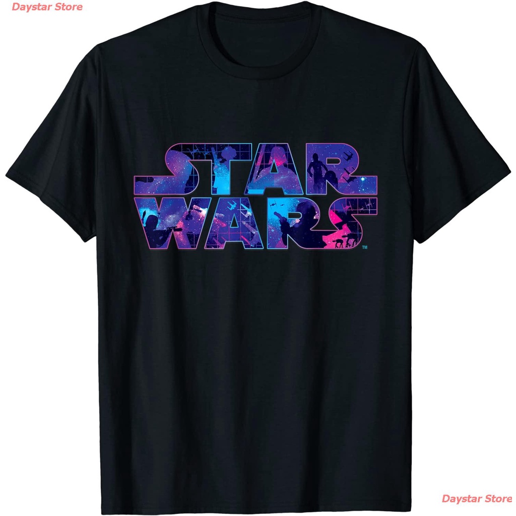 Daystar Store 100%cotton เสื้อ ยืด ราคา ส่ง Men Star Wars Logo Retro 90s Twinkling Stars Family Suit