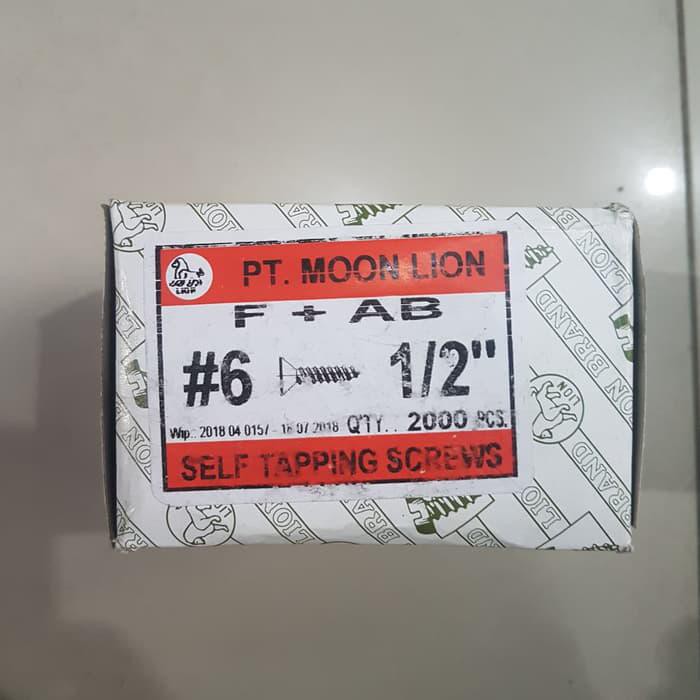 (2000 ชิ้น) 6 x 1/2" นิ้ว MOON LION Screw Wood Screw / 1 กล่อง