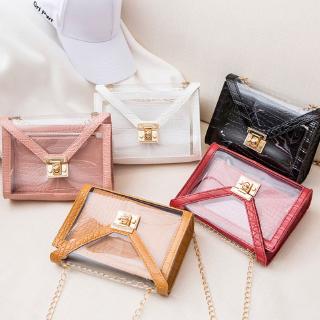 กระเป๋าสะพายไหล่กระเป๋าถือสําหรับสตรีขนาดเล็กสีโปร่งใส crossbody tote