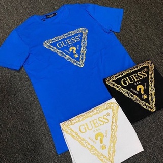 Guess เสื้อยืดแขนสั้น ผ้าฝ้าย พิมพ์ลาย แฟชั่นฤดูใบไม้ผลิ และฤดูร้อน สําหรับผู้ชาย และผู้หญิง