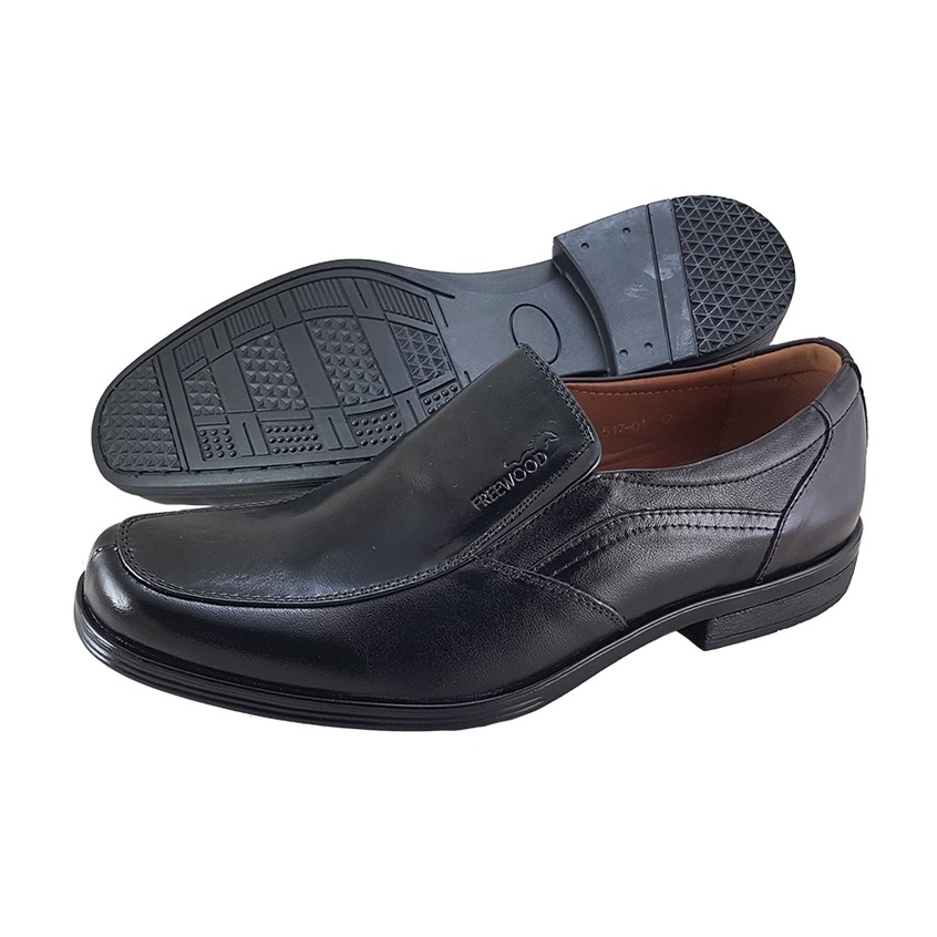 FREEWOOD BUSINESS SHOES รองเท้าคัทชูผู้ชาย หนังแท้  รุ่น 52-517 สีดำ ( BLACK )