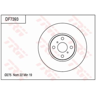 TRW จานเบรคหน้า  Yaris S 1.5 (NCP91) 05-13, Vios 1.5 S (NCP93) 07-13,  Vios 1.5 S (NCP150) 13-ON DF7393