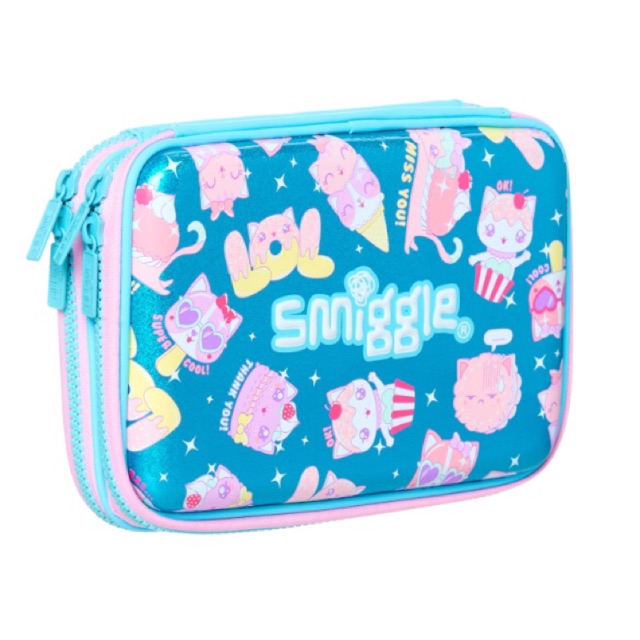 Smiggle กล่องใส่ดินสอ มีกลิ่นหอม รุ่น Double Up (ของแท้ ของใหม่ 100% มีป้ายห้อย) มีช่องซิป2ช่อง ตามร
